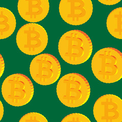 Coins with Bitcoin Symbols Seamless Pattern