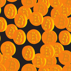 Coins with Bitcoin Symbols Seamless Pattern