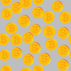 Coins with Bitcoin Symbols Seamless Pattern