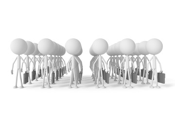 The row of businessman. 3D rendering.