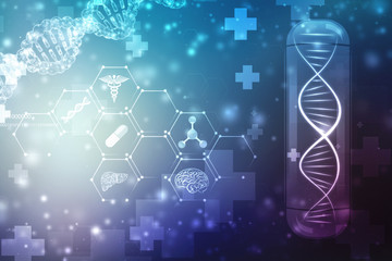 2d render of DNA structure, abstract background