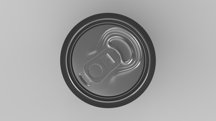 Blank small black aluminium soda can mockup on white background
