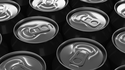 Big black soda cans on white background