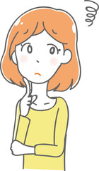 悩む女性のイラスト素材