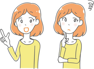 女性のバリエーションセット素材（悩み・説明）