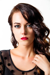 Fototapeta premium beautiful young woman with fashion make-up and hairstyle in blac