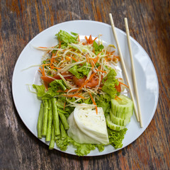 Vegetarian Thai papaya salad also known as Som Tam from Thailand