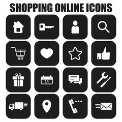 Shopping online buttons. E-commerce icons. Vector illustration.