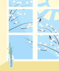 spring view from the window vector illustration