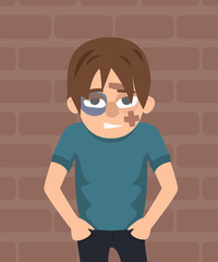 guy after the fight with black eye vector cartoon