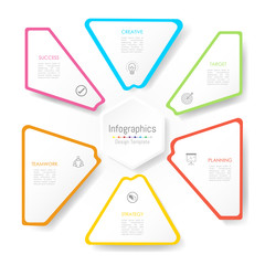Infographic design elements for your business data with 6 options, parts, steps, timelines or processes. Vector Illustration.