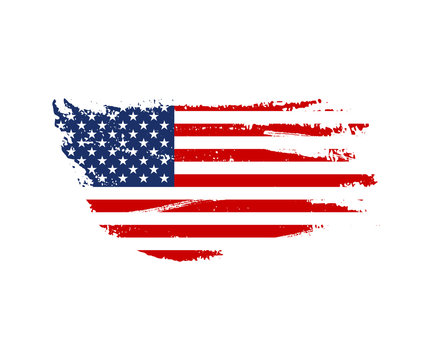 Vintage USA flag illustration. Vector American flag on grunge texture.