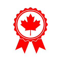 Icon maple leaf medal. Maple leaf vector illustration. Canada symbol red maple leaf.