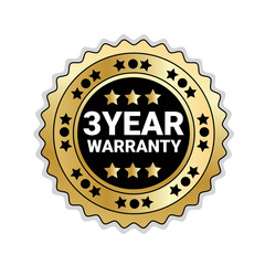 Badge Isolated With 3 Years Of Warranty Sign Golden Mark Icon Vector Illustration