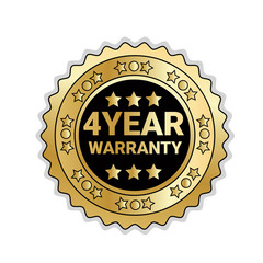 Golden Medal With 4 Year Of Warranty Sign Isolated Mark Icon Vector Illustration