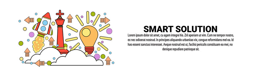 Smart Solution Business Concept Horizontal Web Banner With Copy Space Vector Illustration