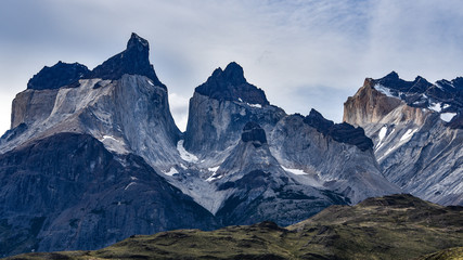 Obraz premium Lake Pehoe and Los Cuernos (The Horns), National Park Torres del Paine, Chile