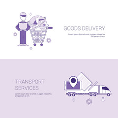 Goods Delivery And Transport Services Template Web Banner With Copy Space Vector Illustration