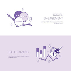 Social Engagement And Data Training Template Web Banner With Copy Space Vector Illustration