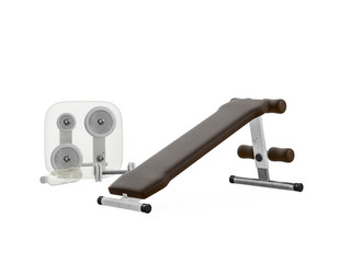 Multifunctional gym machine, angle view