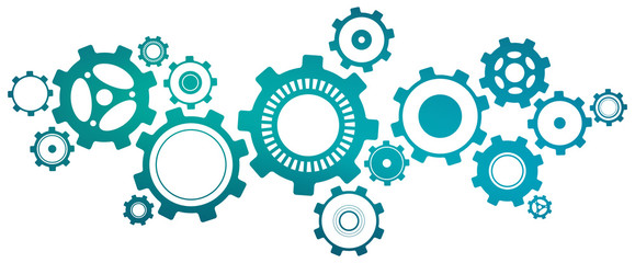 Linked Cogwheels Design - Vector Illustration