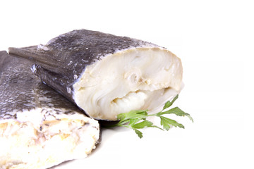 fish, pieces of cod isolated on white