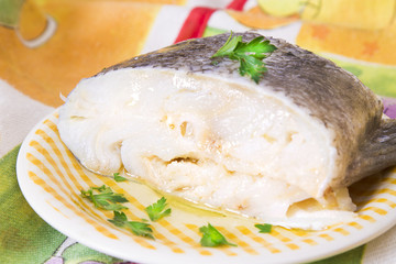 cod cooked with oil and parsley