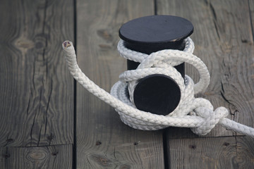 Mooring rope on the pier. Life style