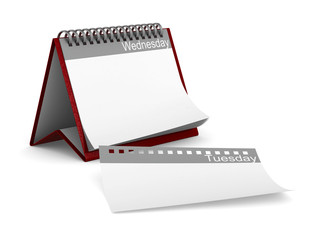 Calendar for wednesday on white background. Isolated 3D illustration