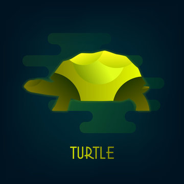 Turtle vector icon with the neon glow. Flat design.