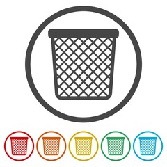 Vector Recycle Bin Trash and Garbage icon, 6 Colors Included