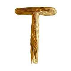 Image of gold color alphabet isolated on white. 3D