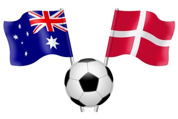 Flags. Football. Group C. Australia – Denmark