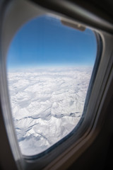 High mountain view landscape from airplane window ,Leh Ladakh India