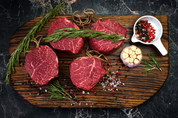 raw fillet Mignon steaks