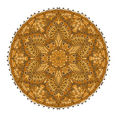 Mandala. Golden decoration. Oriental decorative complicated flower pattern