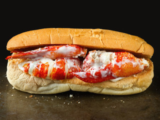 rustic american lobster roll sandwich