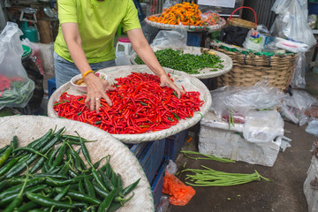 Chillis for sale in Thai Market