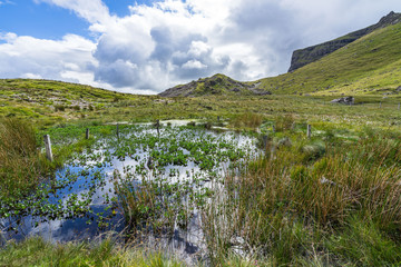Fototapeta premium A small pond near Old Man of Storr on Isle of Skye, Scotland, Britain