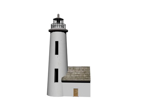 Lighthouse on the sea under sky on white background - 3d rendering