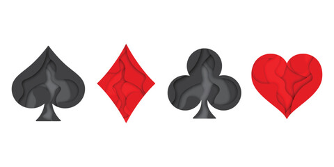 Set of suits deck of cards for playing poker and casino with modern design. Vector illustration.