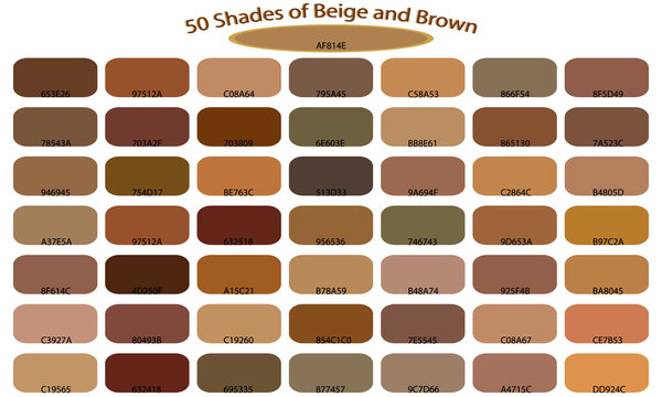 shades of brown color isolated on white background. Brown  tones and shades. Color backgrounds with codes. Vector illustration of palette.