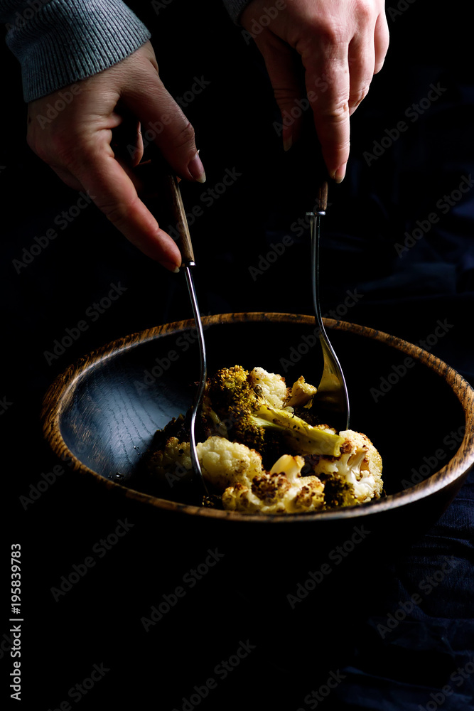 Canvas Prints Roasted broccoli with tahini dressing