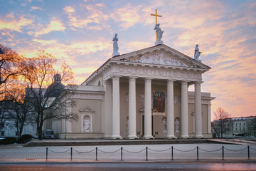 Naklejka premium Vilnius - Lithuania. The Cathedral at first light in the morning