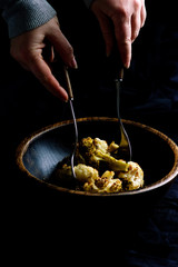 Roasted broccoli with tahini dressing