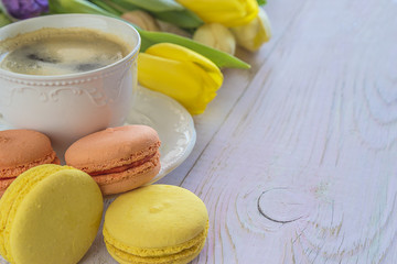 Coffee break with french macaroons