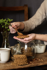 peanut butter spread on cookies