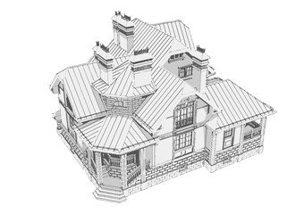 vector house sketch.