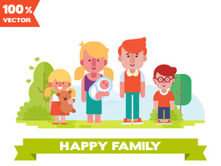 Vector family flat illustration.