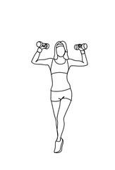 Silhouette Woman Training With Weights Workout Exercise Doodle Female Fitness And Aerobic Concept Vector Illustration